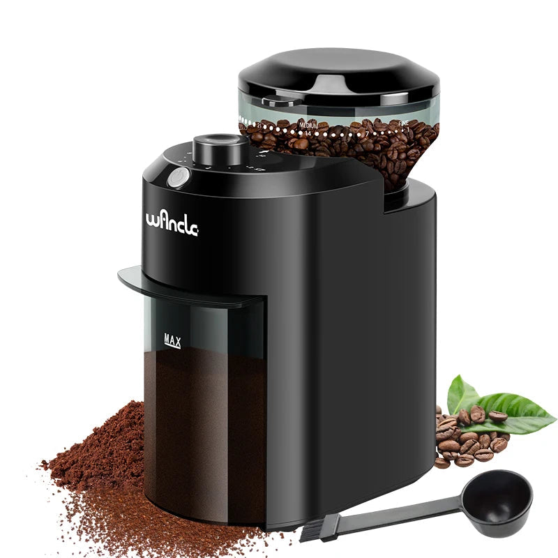 Wancle Elektrische Kaffeemühle mit konischem Mahlwerk – 28 Mahlgrade, 2–12 Tassen, 220V/120V