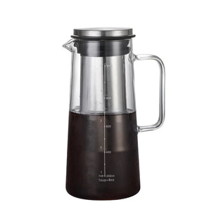 Kaltbrüh-Kaffeekaraffe aus Glas 1000/1400 ml mit Filter – Cold Brew Kaffeebereiter für 4–8 Tassen, Kühlschrankgeeignet