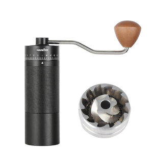 Manuelle Kaffeemühle aus Aluminiumlegierung – 38 mm konisches Edelstahl-Mahlwerk, stufenlos einstellbar, tragbar