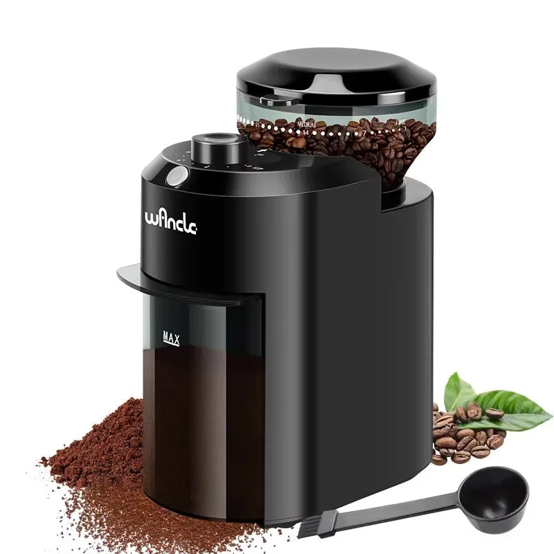Wancle Elektrische Kaffeemühle mit konischem Mahlwerk – 28 Mahlgrade, 2–12 Tassen, 220V/120V