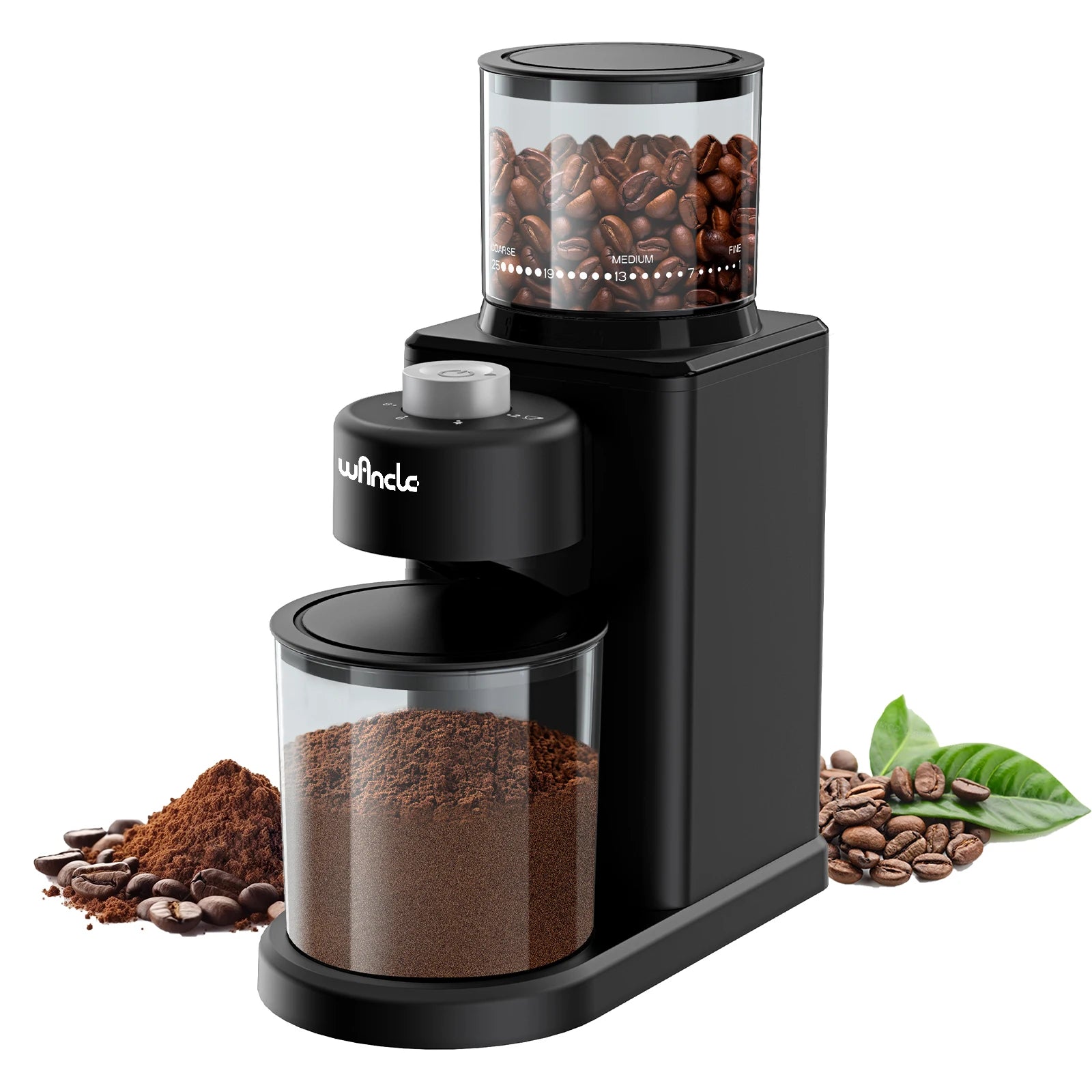 Elektrische KaffeemElektrische Kaffeemühle mit konischem Mahlwerk – 25 Mahlgrade für Espresso, Filterkaffee und French Press, 200Wühle mit konischem Mahlwerk, 25-Gang-Kaffeebohnen-Mahlmaschine für Espresso, French-Press, leicht zu reinigen, mit Bürste