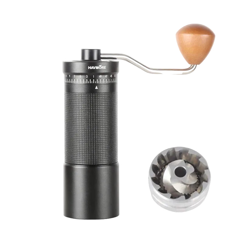 Manuelle Kaffeemühle aus Aluminiumlegierung – 38 mm konisches Edelstahl-Mahlwerk, stufenlos einstellbar, tragbar