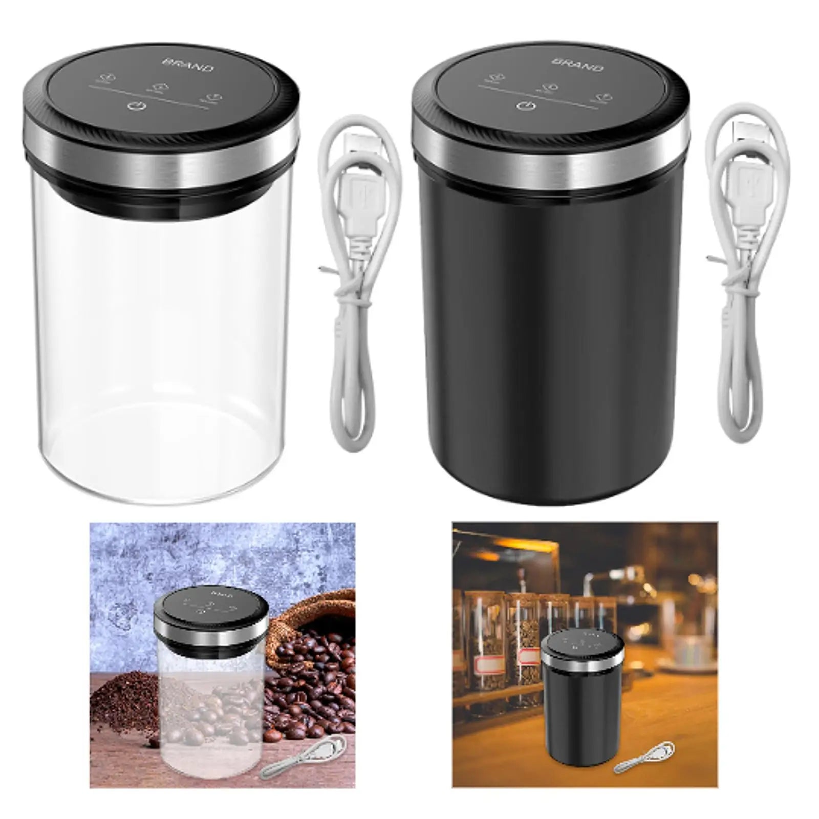 Automatischer Vakuum-Kaffeekanister aus Glas – Luftdichter Lebensmittelbehälter für Kaffeebohnen, Tee und Müsli