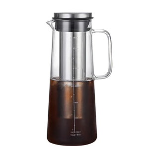 Kaltbrüh-Kaffeekaraffe aus Glas 1000/1400 ml mit Filter – Cold Brew Kaffeebereiter für 4–8 Tassen, Kühlschrankgeeignet